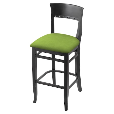 Holland Bar Stool Co 30" Bar Stool, Black Finish, Canter Kiwi Green Seat 316030Blk009